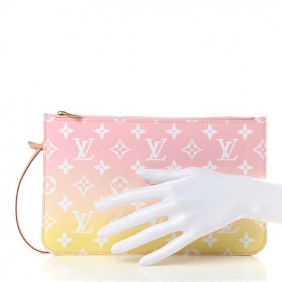 🔅❕TRADED❕🔅Louis Vuitton Neverfull Pouch By the Pool Light Pink & Yellow - Picture 9 of 9